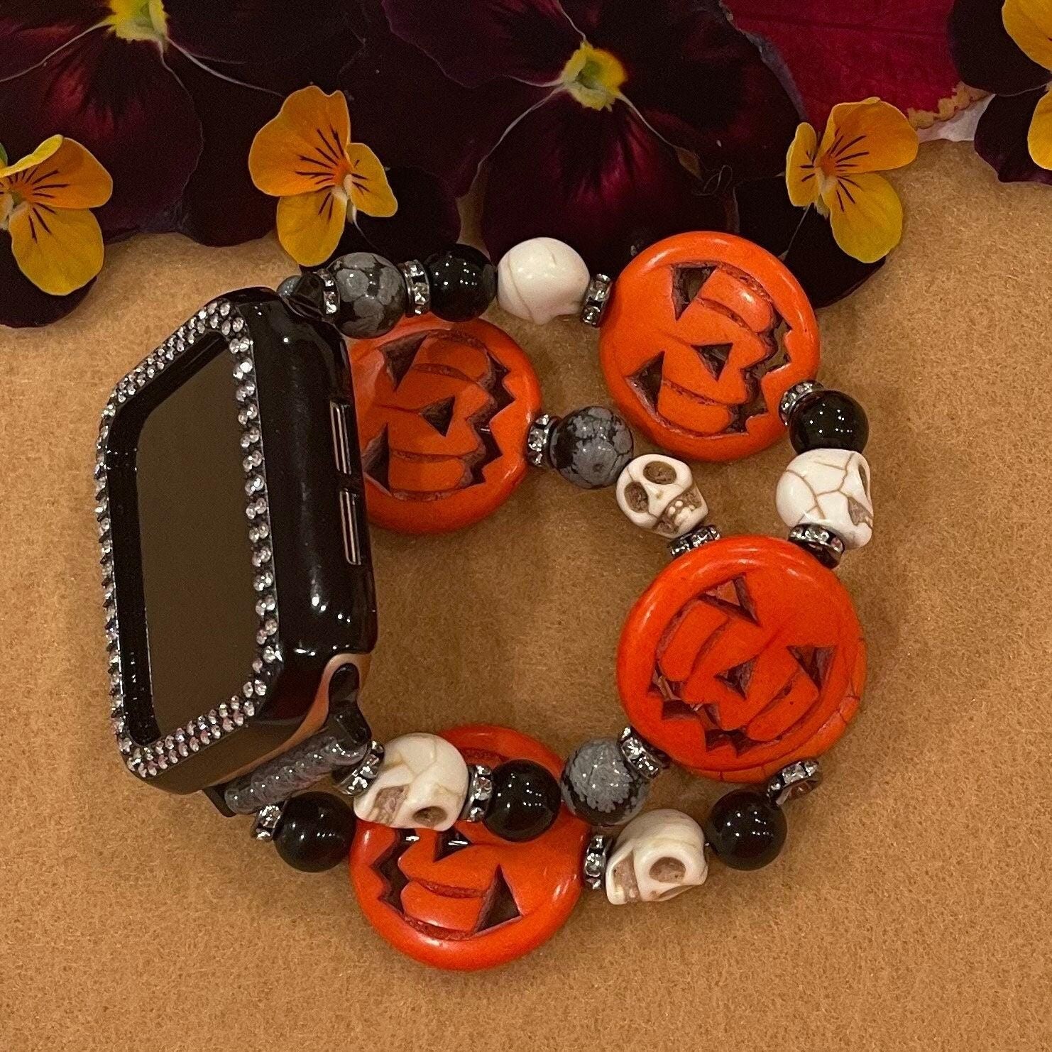 Halloween Watch Band Compatible with Apple Watch, Pumpkin Watch Band