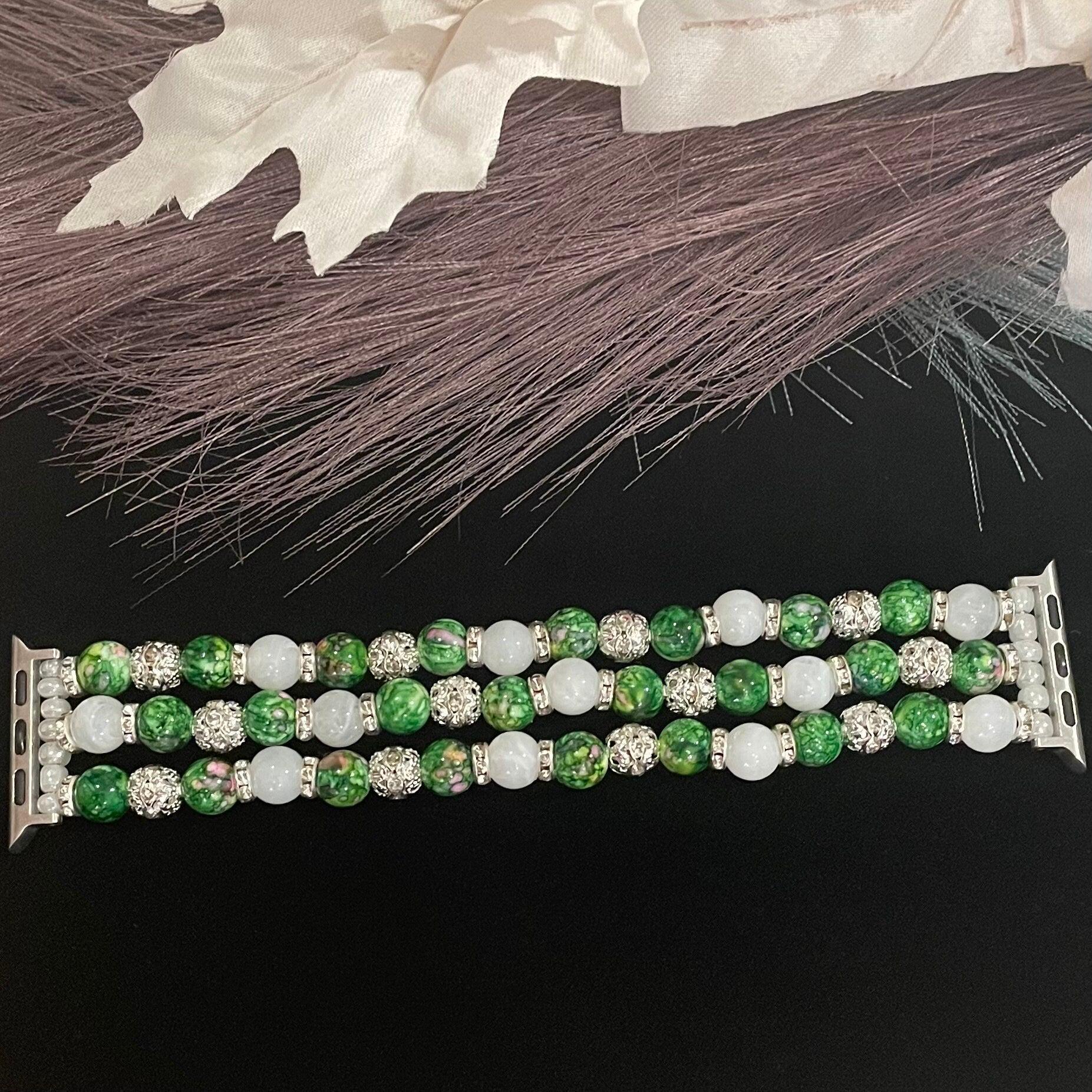 Watch Band With Acrylic, Cloud, and Rhinestone Beads Compatible with Apple Watch, Multiple Colors and Custom Sizing!