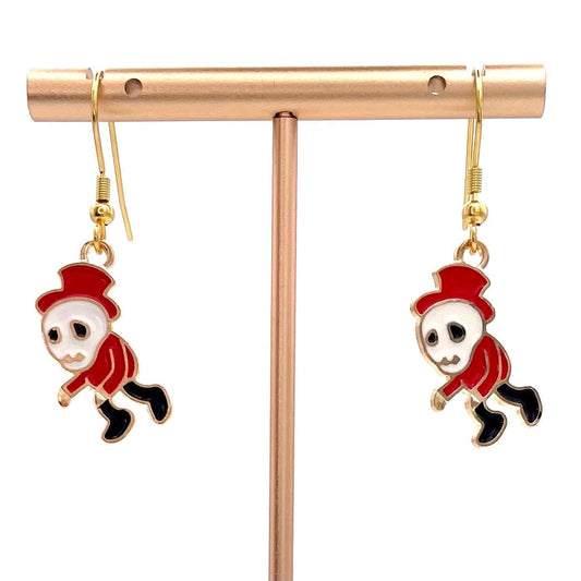 Carnival Skeleton Halloween Earrings Made with Gold Finished Stainless Steel Earring Hooks