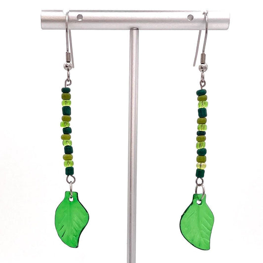 Handmade Leaf Earrings with Stainless Steel Hooks for Sensitive Ears