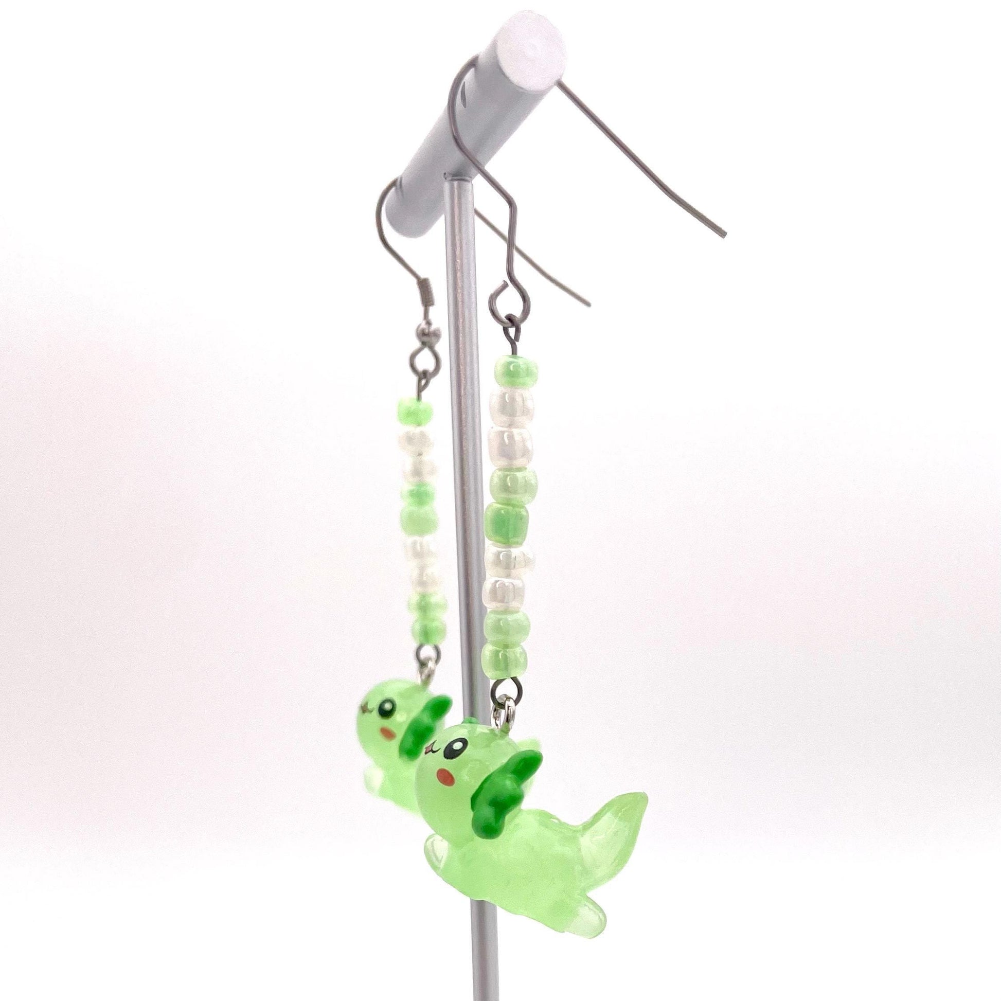 Handmade Axolotl Earrings with Stainless Steel Hooks for Sensitive Ears