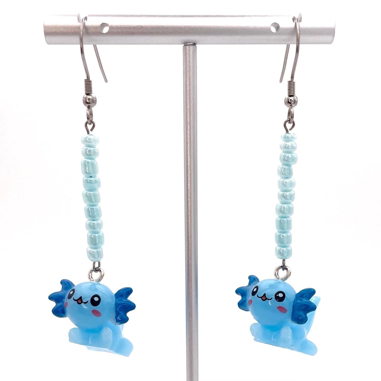Handmade Axolotl Earrings with Stainless Steel Hooks for Sensitive Ears