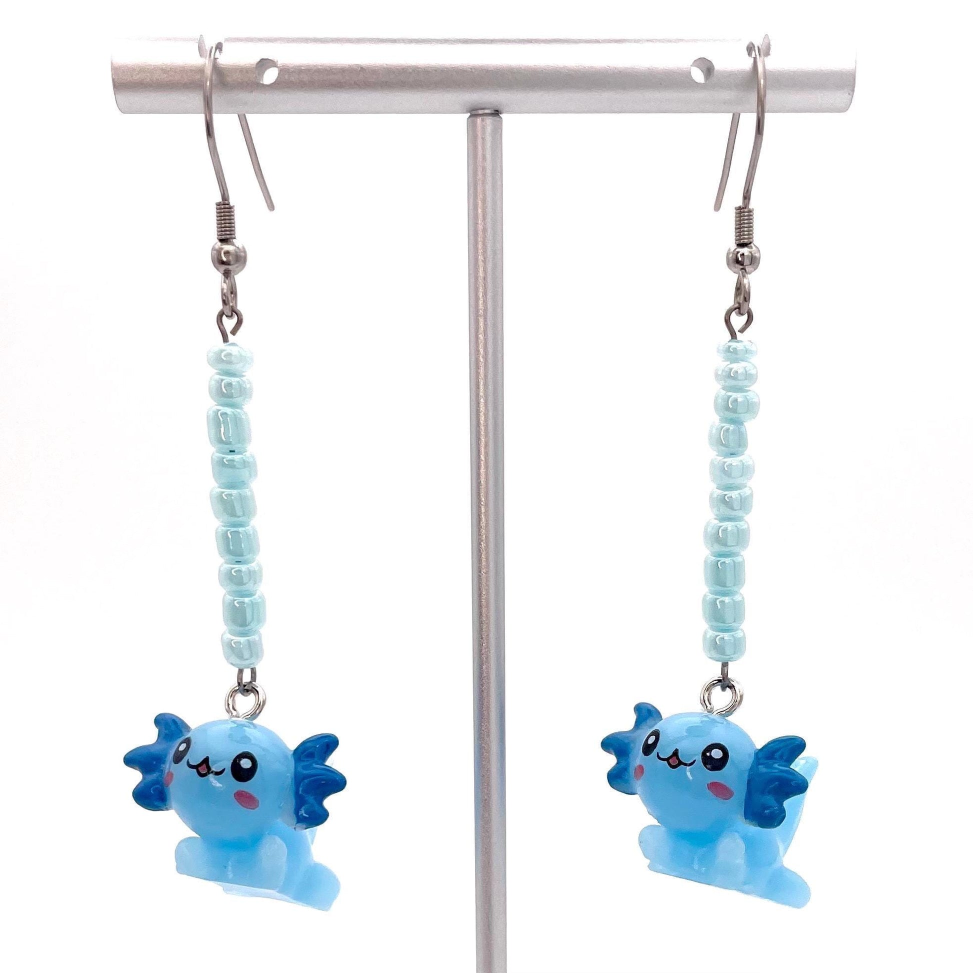 Handmade Axolotl Earrings with Stainless Steel Hooks for Sensitive Ears