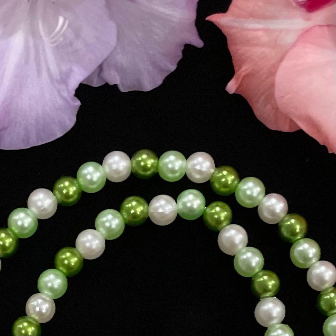 Green Watch Necklace Pendant Compatible With Apple Watch Made With Imitation Pearls