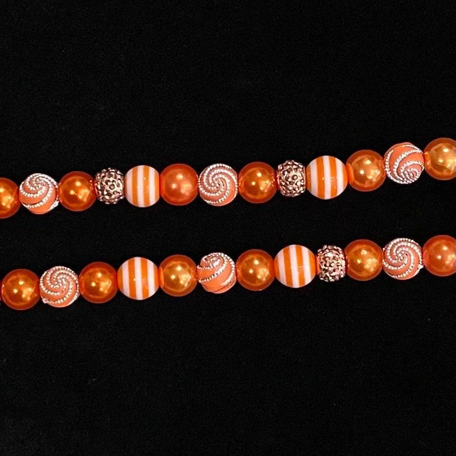 Orange Fall Watch Necklace Pendant Compatible With Apple Watch Made With Imitation Pearls