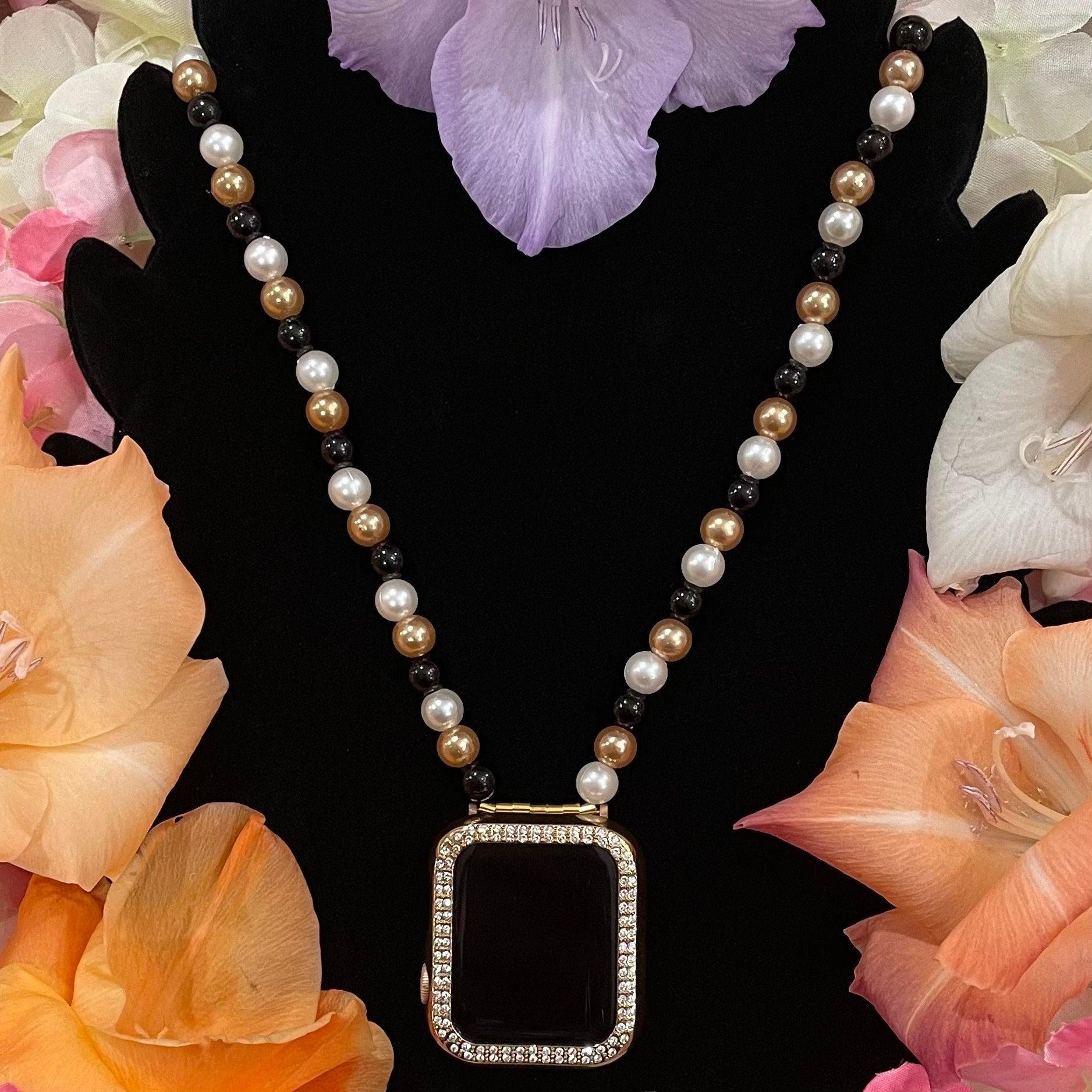 Fall Watch Necklace Pendant Compatible With Apple Watch Made With Imitation Pearls