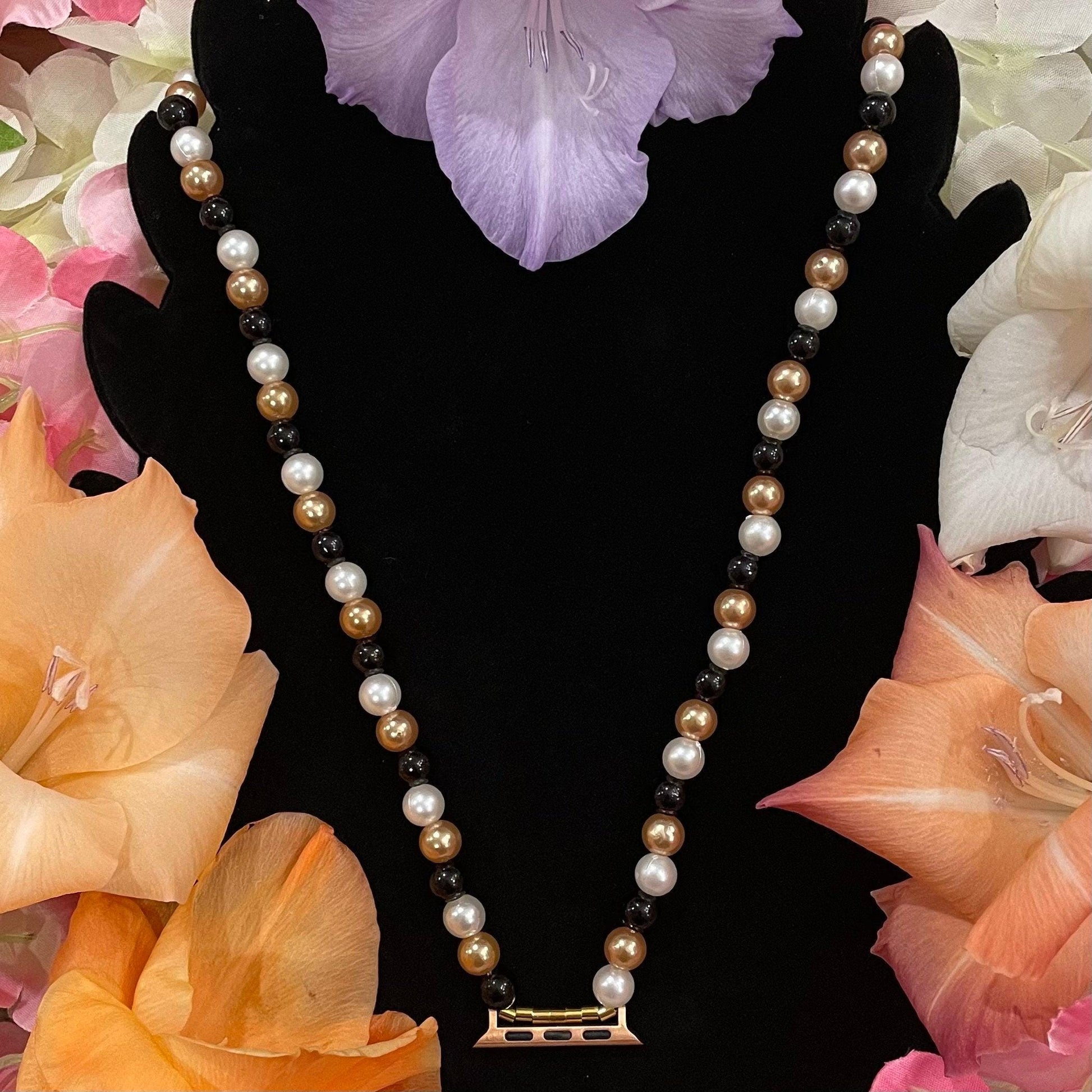 Fall Watch Necklace Pendant Compatible With Apple Watch Made With Imitation Pearls