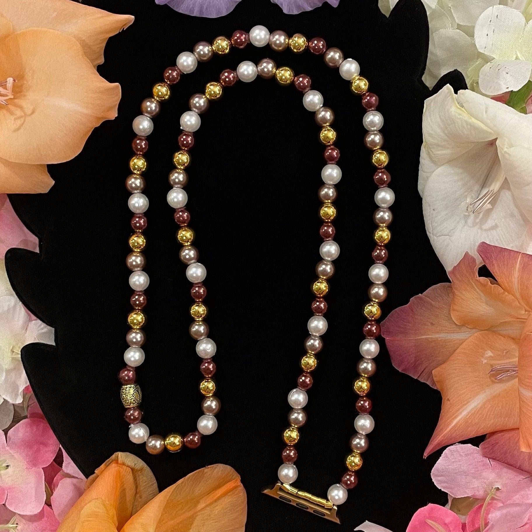 Fall Watch Necklace Pendant Compatible With Apple Watch Made With Imitation Pearls