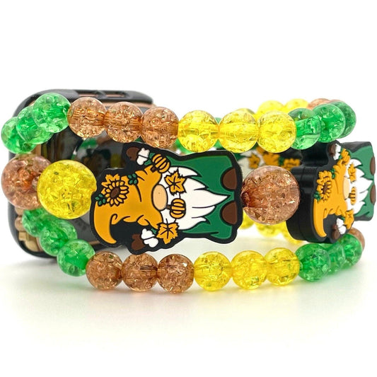Chunky Fall Sunflower Gnomes Watch Band Compatible with Apple Watch, Festive Halloween Gnome Watch Band