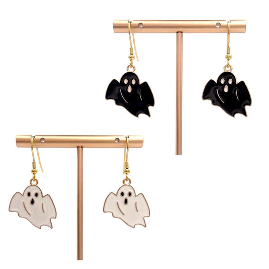 Cute Halloween Ghost Earrings Made with Gold Finished Stainless Steel Earring Hooks