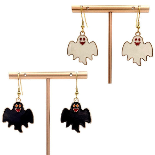 Spooky Halloween Ghost Earrings Made with Gold Finished Stainless Steel Earring Hooks