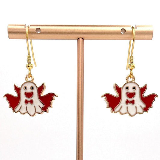 Vampire Ghost Halloween Earrings Made with Gold Finished Stainless Steel Earring Hooks