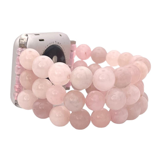 Rose Quartz Beaded Watch Band Compatible with Apple Watch. Custom Sizing!