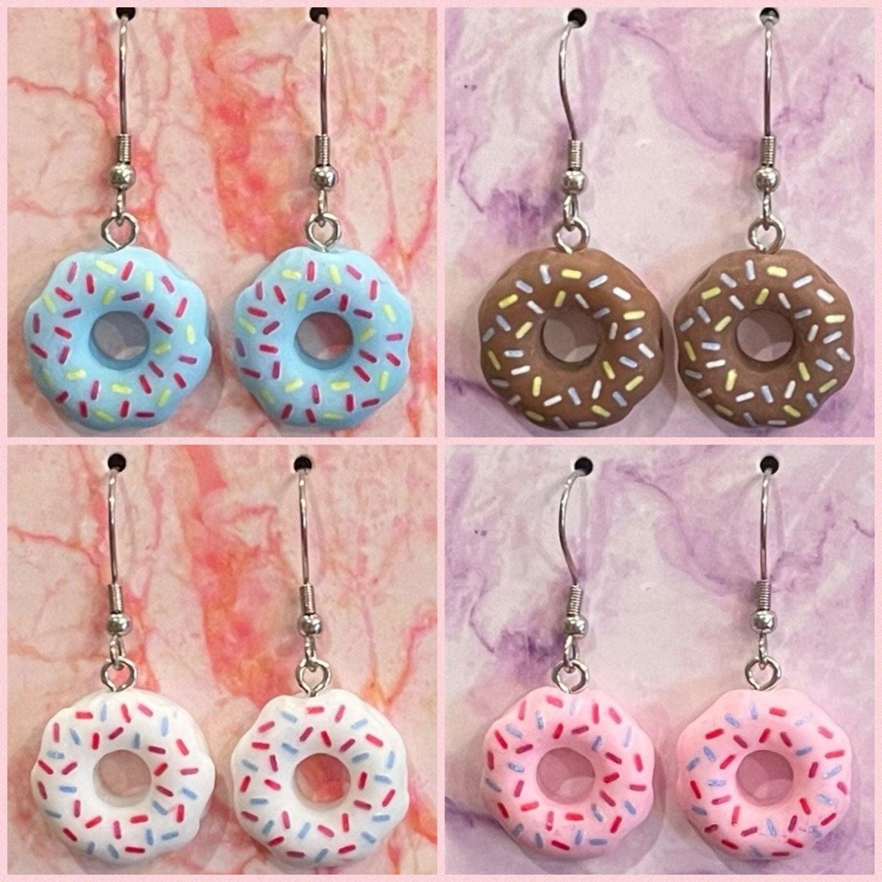 Donut Dangle Earrings Made with Hypoallergenic Stainless Steel Earring Hooks