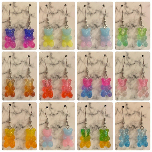 Gummy Bear Dangle Earrings Made with Hypoallergenic Stainless Steel Earring Hooks