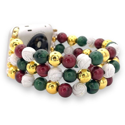 Sparkly Beaded Watch Band Compatible with Apple Watch Made with Acrylic and Swirl Rhinestone Beads