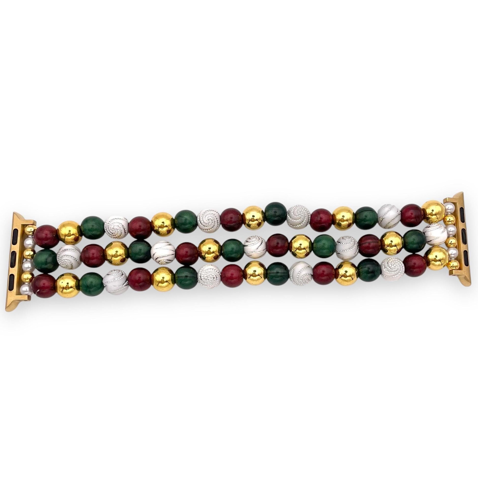 Sparkly Beaded Watch Band Compatible with Apple Watch Made with Acrylic and Swirl Rhinestone Beads