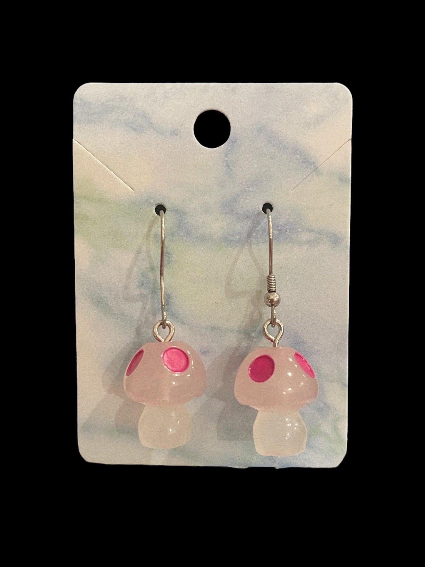 Glow in the Dark Mushroom Earrings Made with Hypoallergenic Stainless Steel Ear Wires