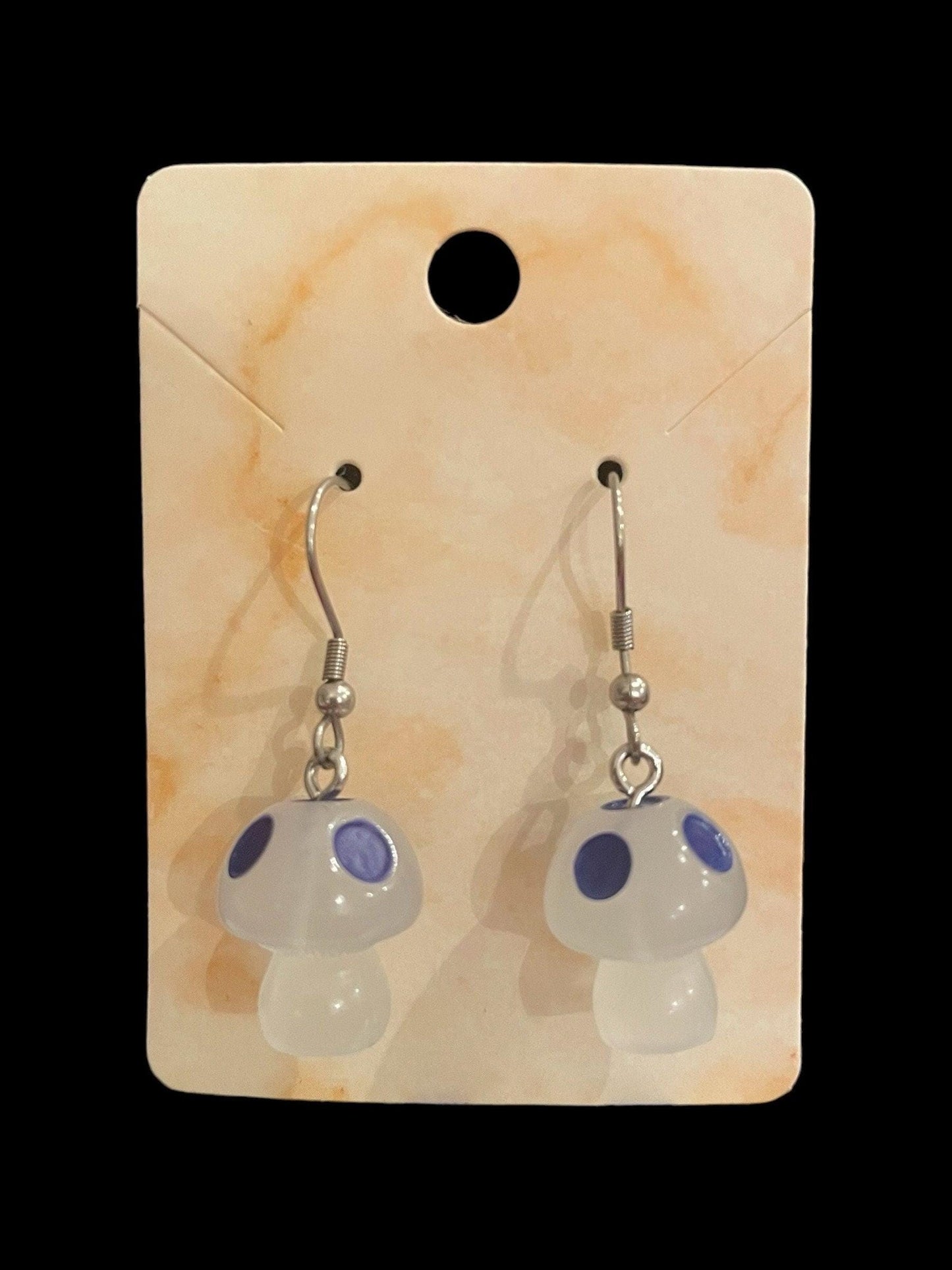 Glow in the Dark Mushroom Earrings Made with Hypoallergenic Stainless Steel Ear Wires