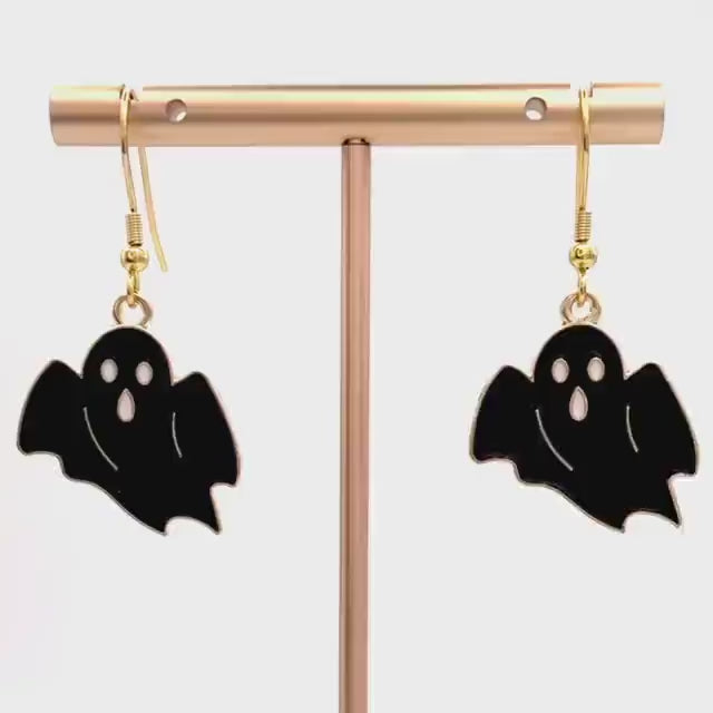 Cute Halloween Ghost Earrings Made with Gold Finished Stainless Steel Earring Hooks