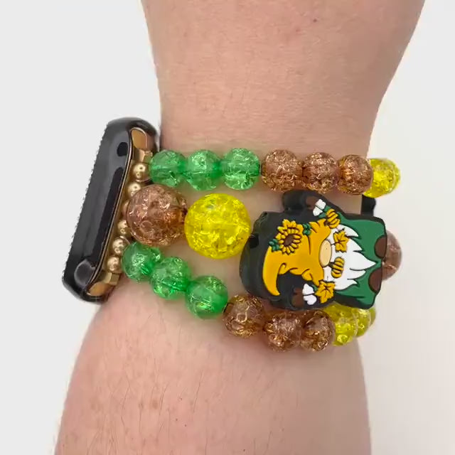 Chunky Fall Sunflower Gnomes Watch Band Compatible with Apple Watch, Festive Halloween Gnome Watch Band